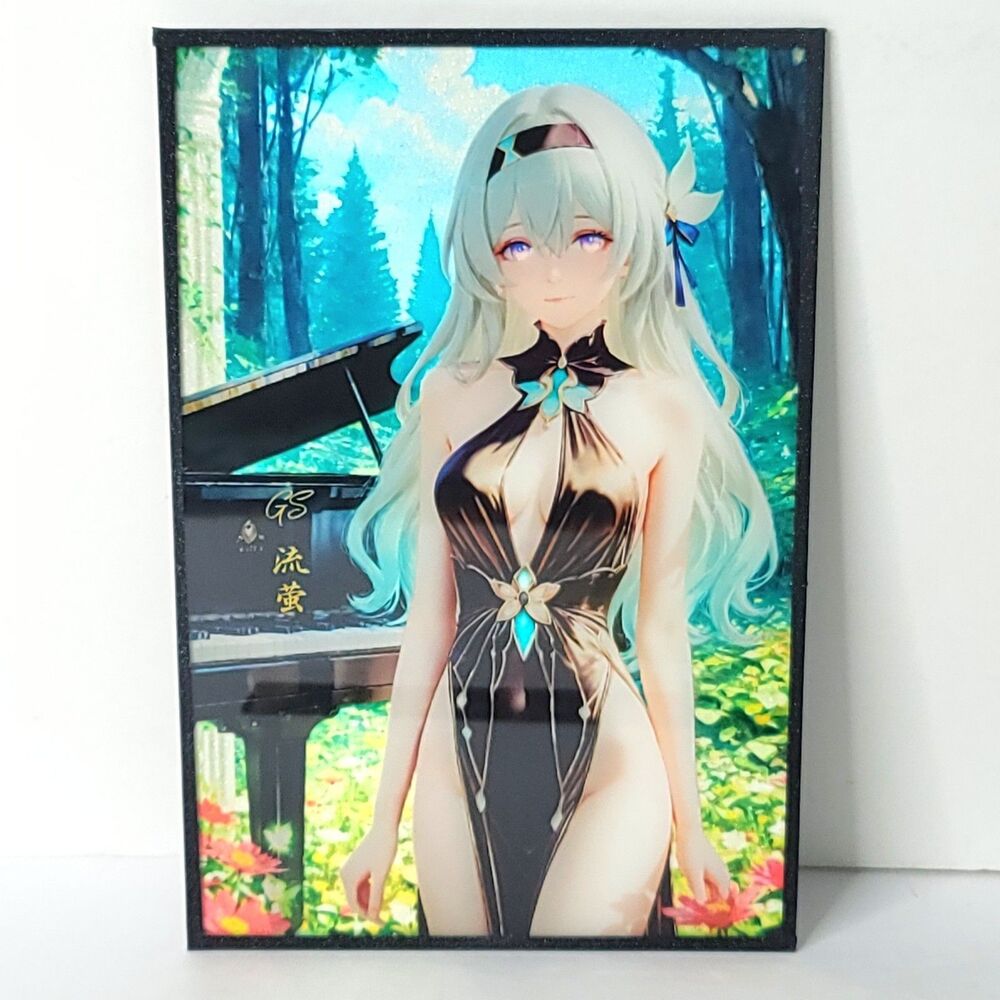 Firefly Black Dress Piano Waifu Card Anime Girl Wall Art Oversized Board A5